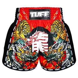 Tuff Sport Retro Muay Thai Shorts Boxen Shorts Classic Slim Cut MMA Kickboxen Workout Set Kleidung Training, Tuf-MSC113-Rot, XL von Tuff Sport