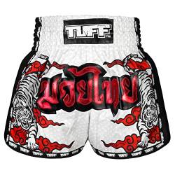 Tuff Sport Retro Muay Thai Shorts Boxen Shorts Classic Slim Cut MMA Kickboxen Workout Set Kleidung Training, Tuf-msc121-wht, Klein von Tuff Sport
