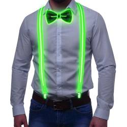 Tulov 2 Stück leuchtende Herren-LED-Hosenträge, mit leuchtender Fliege, LED-Leucht-Hosenträgerfür für Junggesellenabschied Männer und Festival-Gadget(Grün) von Tulov
