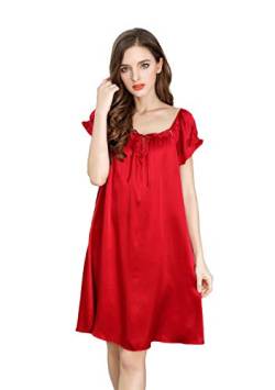 Damen Reiner Seide Schlafanzug Nachthemd Reizwaesche Rot S von Tulpen