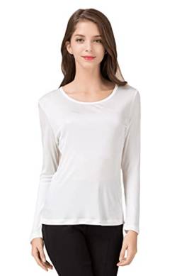 Frauen T-Shirt Rundhals Casual Knit Fabric Tops Walk Outside Weiss M von Tulpen