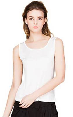 Maedchen Reiner Seide Tops Aermellos T-Shirt Rundhals Vest Weiss L von Tulpen