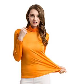 Maedchen Reiner Seide Tops Langarm T-Shirt Mulberry Silk Orange L von Tulpen