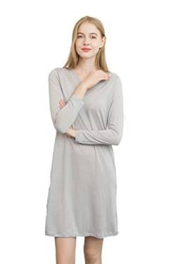 Tulpen Damen Seide Langarm Schlafkleider Nightgown Sleepwear Grau XL von Tulpen