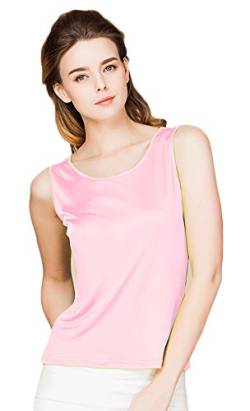 Tulpen Damen Seide Tops Aermellos T-Shirt Unterhemd Tank Stretch Oberteil (M, Rosa) von Tulpen