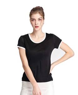 Women's Pure Silk T-Shirt Knit Fabric Camisole Schwarz XL von Tulpen