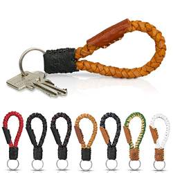 Tumatsch geflochtener Schlüsselanhänger Krabi aus Echt-Leder, Fair-Trade (Braun & Schwarz) von Tumatsch