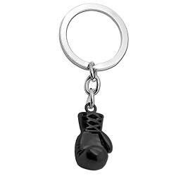 Tumundo Boxhandschuh + Etui Schlüsselanhänger Schlüsselring Set von 2 STK / 1 STK Anhänger Boxen Sport Stahl Handschuh, Variante_:1 Boxhandschuh schwarz von Tumundo