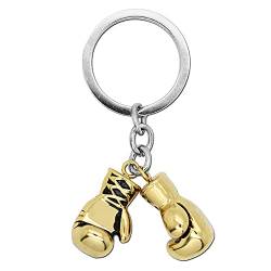 Tumundo Boxhandschuh + Etui Schlüsselanhänger Schlüsselring Set von 2 STK / 1 STK Anhänger Boxen Sport Stahl Handschuh, Variante_:1 Paar Boxhandschuhe golden von Tumundo
