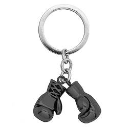 Tumundo Boxhandschuh + Etui Schlüsselanhänger Schlüsselring Set von 2 STK / 1 STK Anhänger Boxen Sport Stahl Handschuh, Variante_:1 Paar Boxhandschuhe schwarz von Tumundo