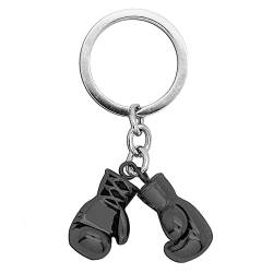 Tumundo Schlüssel-Anhänger 1 Paar Boxhandschuhe Schwarz Schlüsselring Boxhandschuh Boxen Sport Schlüsselband Edelstahl von Tumundo