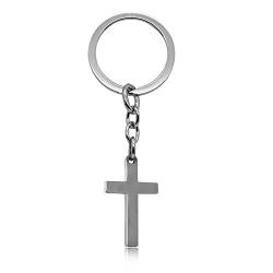 Tumundo Schlüssel-Anhänger Kreuz Kruzifix Gebetskette Schlüsselring Autoschlüssel Accessoire Silbern Golden Rosé Schwarz, Variante_:Variante 1 von Tumundo