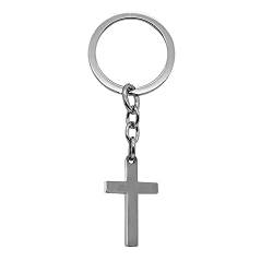 Tumundo Schlüssel-Anhänger Kreuz Kruzifix Gebetskette Schlüsselring Autoschlüssel Accessoire Silbern mit Etui Box, Variante_:Variante 1 von Tumundo