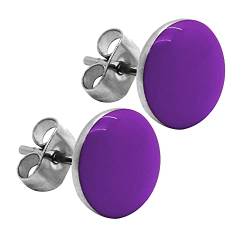 tumundo Ohrringe Rund Ohr-Schmuck 10 mm Fake-Plugs Piercing Set Silbern Damen Herren Cheater Edelstahl Ohrstecker, Variante:lila von Tumundo