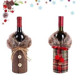 Tuofang 2 Stück Weihnachten Weinflasche Abdeckung, Weihnachten Weinflasche Cover, Weihnachten Red Wine Taschen Flaschebeutel, für Wein Flasche für Home Dinner Party Dekoration & Tischdekoration (A) von Tuofang