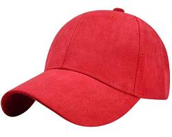 Tuopuda Baseball Cap Herren Damen Sport Kappe 6-Panel Unisex Basecap Outdoor Retro Mütze Reine Farbe Baseboard Baseballkappe Verstellbar einfarbige Baseballmütz Basecap Sommer Trucker Hut, rot von Tuopuda