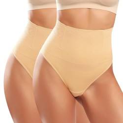 Tuopuda Bauchweg Tanga Damen Elastisch Figurformende Hose Hip Lifting Miederslips Weicher und Bequemer Shapewear, Beige*2, L von Tuopuda