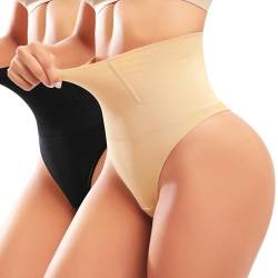 Tuopuda Bauchweg Tanga Damen Shape String Formslip Underwear Women Bequemer Taillenslip Skims Body für Frauen, Schwarz + Beige, M von Tuopuda