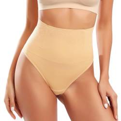 Tuopuda Bauchweg Unterhose Damen Hoher Taille Bauch Weg Tanga Unterwäsche Bauchkontrolle Miederpant Body Shaper für Frauen, Beige, XL von Tuopuda