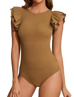 Tuopuda Body Shaper Damen mit Bauchweg-Effekt Skims Dupe Top Oberteile Stark Formend Shapewear Unterziehbody Tummy Control, Khaki, M von Tuopuda