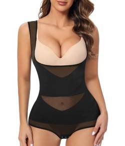 Tuopuda Bodys für Damen, Basic Unterziehbody Ärmellos Bodysuit Tummy Control Unterwäsche, schwarz, XXL von Tuopuda