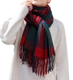 Tuopuda Damen Schal Kariert Pashmina XXL Stolen übergroßer Herbstschal Winterschal Karo Tartan Schultertuch Plaid Deckenschal Modeschal Weicher Warmer Oversized Fransen Poncho, P, Einheitsgröße von Tuopuda