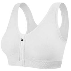 Tuopuda Damen Sport BH Gepolstert Elastizität Bustier Yoga BH ohne Bügel Push Up Zip Front Sports Bra Starker Halt Doppelt Träger Große Brüste für Fitness Laufen Joggen Top, Weiß, S von Tuopuda