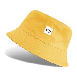 Tuopuda Fischerhüte Bucket Hat Unisex Sonnenhut Baumwolle Buckethut Faltbar Fischerhut Anglerhut Sommer 56-58cm, Dunkelgelb von Tuopuda