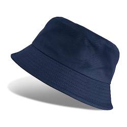 Tuopuda Fischerhüte Bucket Hat Unisex Sonnenhut Baumwolle Buckethut Faltbar Fischerhut Anglerhut Sommer 56-58cm, Marine-B von Tuopuda