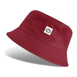 Tuopuda Fischerhüte Bucket Hat Unisex Sonnenhut Baumwolle Buckethut Faltbar Fischerhut Anglerhut Sommer 56-58cm, Rosenrot von Tuopuda