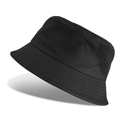 Tuopuda Fischerhüte Damen Bunt, Bucket Hat Faltbar Unisex, Sonnenhut Sommerhut Anglerhut Baumwolle Mütze 56-58cm, schwarz-B von Tuopuda