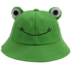 Tuopuda Fischerhüte Herren Damen, Anglerhut Faltbar Baumwolle, Niedlicher Frosch Eimerhut, Bucket Hut Unisex, Sommerhut Outdoor, Frog Freizeithut für Angeln Wandern Camping, Grün, M von Tuopuda