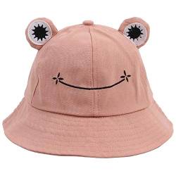 Tuopuda Fischerhüte Herren Damen, Anglerhut Faltbar Baumwolle, Niedlicher Frosch Eimerhut, Bucket Hut Unisex, Sommerhut Outdoor, Frog Freizeithut für Angeln Wandern Camping, Rosa, M von Tuopuda