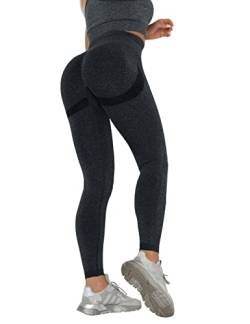 Tuopuda Leggings für Damen Hohe Taille Leggins Blickdicht Elastische Sporthose mit Bauchkontrolle Sportleggins Lang Strumpfhosen Yogahose Laufhose Tights für zum Laufen Radfahren Fitness, A schwarz, S von Tuopuda