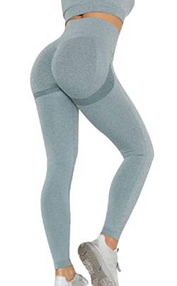 Tuopuda Leggings für Damen Hohe Taille Leggins Blickdicht Elastische Sporthose mit Bauchkontrolle Sportleggins Lang Strumpfhosen Yogahose Laufhose Tights für zum Laufen Radfahren Fitness, Blau, M von Tuopuda