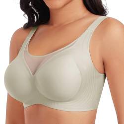 Tuopuda Nahtloser Minimizer BH Damen Ohne Bügel Bralette Damen BHS GroßE Brüste Push Up Gepolstert Ultrakomfortable BH Seamless Bra, Hellgrau, XXL von Tuopuda