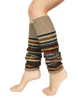 Tuopuda Stulpen Damen Lang Beinwärmer Winter Herbst Legwarmers StulpenBeinstulpen Grobstrickstulpen Strümpfe Gestrickt Stulpe Socken Overknee Socken Tanzen Strumpf (1 oder 2 Paar) (Khaki) von Tuopuda