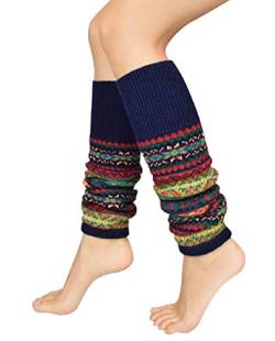 Tuopuda Stulpen Damen Lange Winter Legwarmer Böhmischer Stil Beinstulpen Gestrickt Verdicken Beinwärmer Overknee Strümpfe 1/2 Paar Tanzen Strumpf Knit Crochet Socken Weihnachtsstrumpf, Marine 1 Paar, von Tuopuda