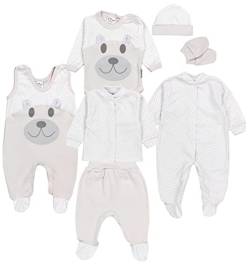 TupTam Baby Bekleidungsset Erstausstattung Mädchen Jungen 7 teilig, Farbe: Bär/Beige, Größe: 56 von TupTam