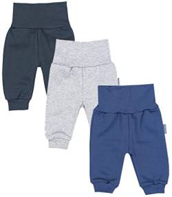 TupTam Baby Jungen Hose Jogginghose mit Breitem Bund 3er Pack, Farbe: Graphit/Melange Grau/Jeans, Größe: 110 von TupTam