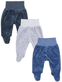 TupTam Baby Jungen Hose mit Fuß 3er Pack Nicki Strampelhose, Farbe: Graphit/Melange Grau/Jeans, Größe: 86 von TupTam