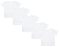 TupTam Baby Jungen Kurzarm T-Shirt mit Aufdruck Unifarben Sterne Streifen 5er Set, Farbe: Weiß, Größe: 104 von TupTam
