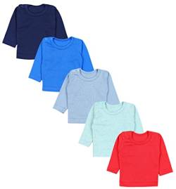 TupTam Baby Jungen Langarmshirt 5er Pack, Farbe: Rot Dunkelblau Blau Grün Hellblau, Größe: 86 von TupTam