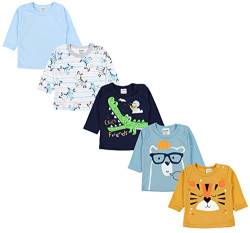 TupTam Baby Jungen Langarmshirt Gestreift 5er Set, Farbe: Mehrfarbig 7, Größe: 74 von TupTam