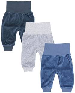 TupTam Baby Jungen Nicki Hose Jogginghose 3er Pack, Farbe: Graphit/Melange Grau/Jeans, Größe: 74 von TupTam