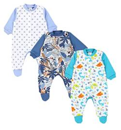 TupTam Baby Jungen Schlafstrampler Langarm Strampler Schlafanzug mit Fuß 3er Pack, Farbe: Farbenmix 4, Größe: 86 von TupTam