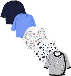 TupTam Baby Jungen Wickelshirt Langarmshirt 5er Set, Farbe: Safari Blau Zebra Grau Spinne Schwarz Weiß Dunkelblau, Größe: 62 von TupTam