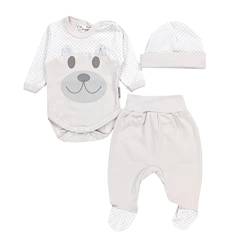 TupTam Baby Kleidung Set Body Strampelhose Mütze Bekleidungsset Jungen Mädchen, Farbe: Bär/Beige, Größe: 62 von TupTam