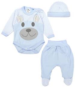TupTam Baby Kleidung Set Body Strampelhose Mütze Bekleidungsset Jungen Mädchen, Farbe: Blau, Größe: 62 von TupTam