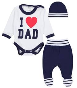 TupTam Baby Kleidung Set Body Strampelhose Mütze Bekleidungsset Jungen Mädchen, Farbe: I Love Dad Dunkelblau, Größe: 68 von TupTam